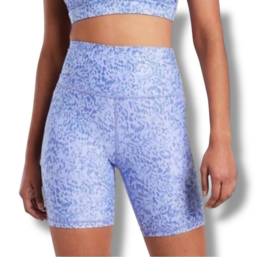 ATHLETA Elation 7” Printed Biker Short Liquid Petals‎ Periwinkle Purple - 2X
